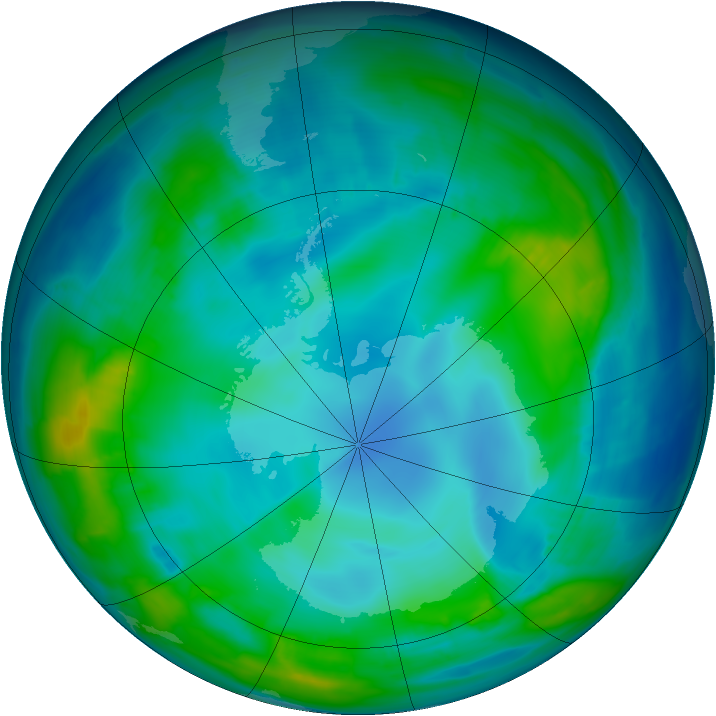 Antarctic ozone map for 12 May 2015